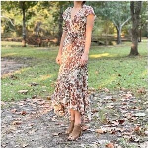 NWT Anthropologie DREW Floral Terra Vintage Garden Maxi Wrap Dress Sz S